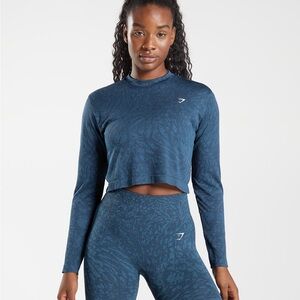 Brand New Gymshark Adapt Animal Seamless Long Sleeve Crop Top in Size L